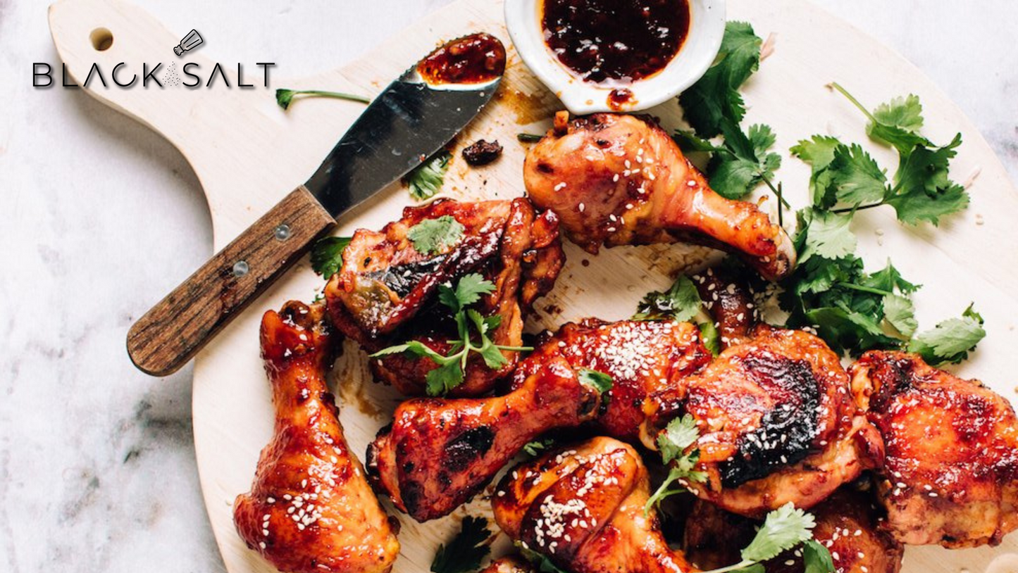Juicy BBQ Chicken, grilled to perfection with a smoky and tangy barbecue sauce, providing a mouthwatering and flavorful main dish option.