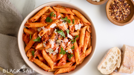 Chicken Penne, a delicious pasta dish featuring tender chicken pieces and penne pasta tossed in a flavorful sauce, creating a satisfying and flavorful meal option.