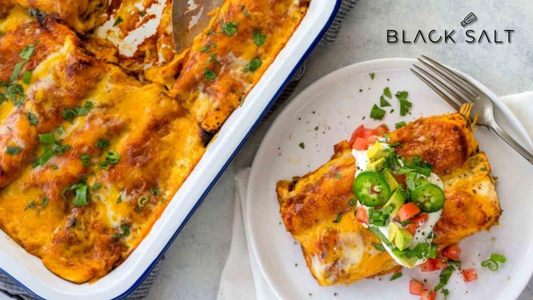 Enchiladas, rolled tortillas filled with a savory mixture of meat, cheese, and/or vegetables, topped with a flavorful sauce and melted cheese, creating a delicious and satisfying Mexican dish.