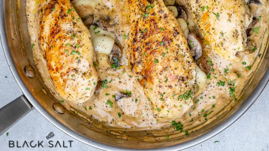 Stuffed Chicken, tender and juicy chicken breasts filled with a delicious stuffing, such as cheese, vegetables, or herbs, offering a flavorful and satisfying main dish option.