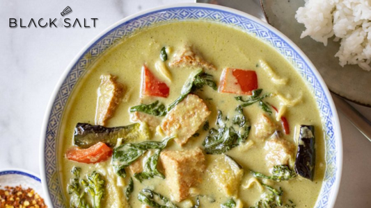 Thai Tofu Green Curry, a flavorful and aromatic dish made with tofu, coconut milk, green curry paste, and a variety of vegetables, offering a delicious and satisfying option for those who enjoy Thai cuisine.