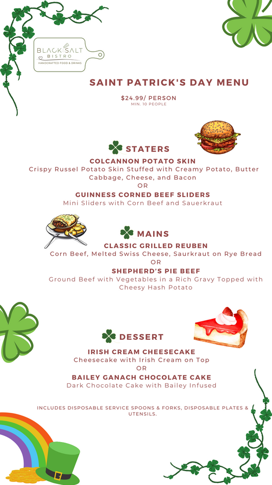 Saint Patrick's Day Menu